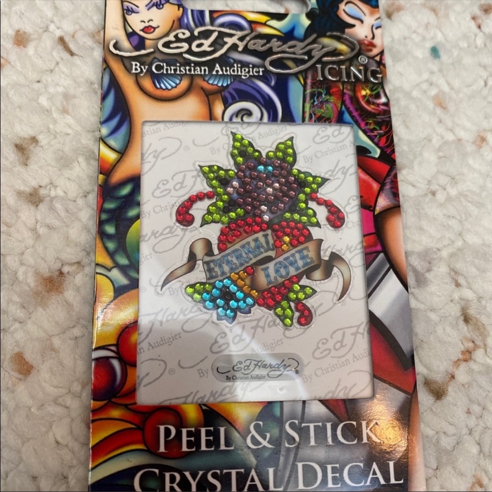 Ed hardy eternal love crystal sticker accessory